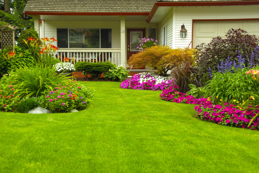 Well-maintained landscaping for home