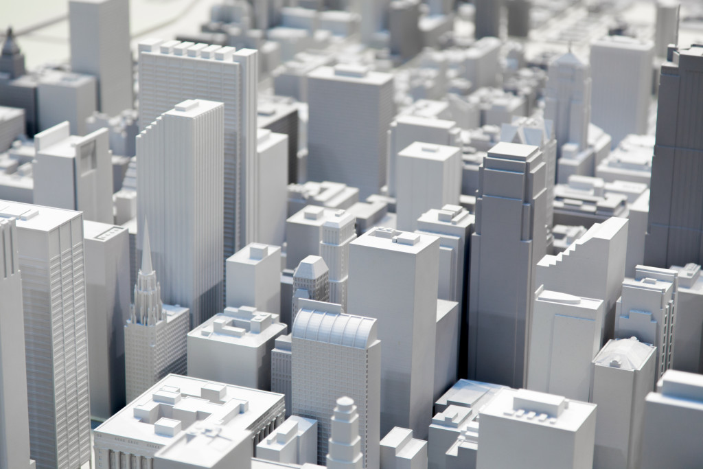 a cityscape of white colored buildings