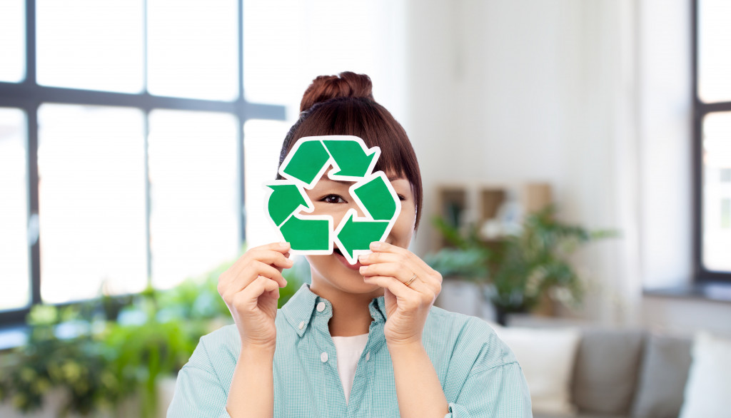 woman recycling